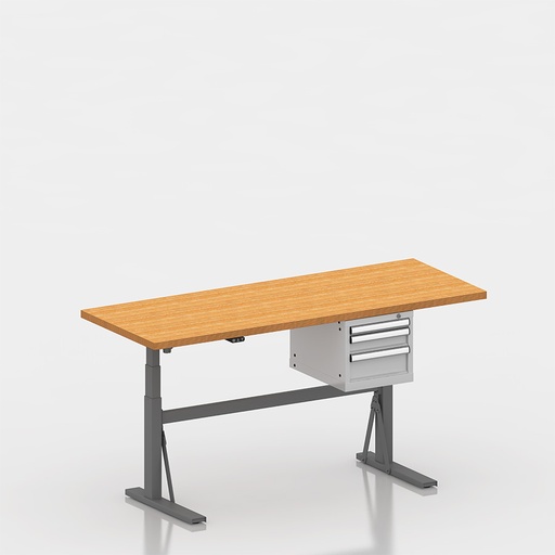 [050022] Estación de trabajo con encimera regulable en altura eléctricamente - Dim.: 2000x750x690/1160h mm - Gris ral 7037 y gris ral 7035