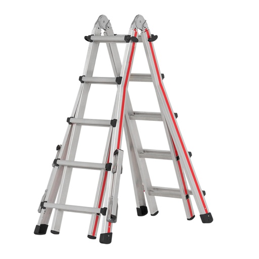 [050085] Escalera manual telescópica para uso industrial con 18 peldaños - Dim. plegada: 680x200x1500h mm - Aluminio