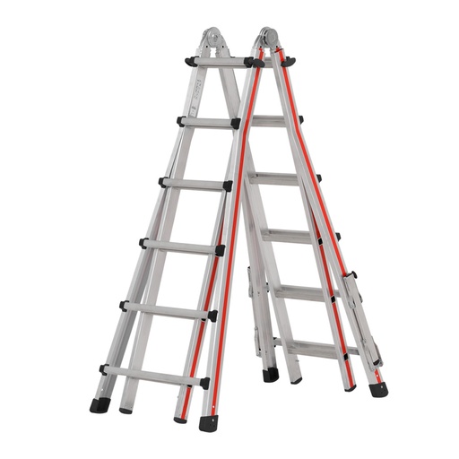 [050086] Escalera manual telescópica para uso industrial con 22 peldaños - Dim. plegada: 750x200x1800h mm - Aluminio