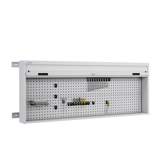 [050109] Armario metálico con persiana y paneles interiores perforados para herramientas - Dim.: 1937x210x810h mm - Gris ral 7035