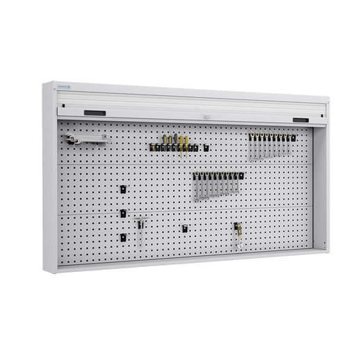 [050111] Armario metálico con persiana y paneles interiores perforados para herramientas - Dim.: 1937x210x1114h mm - Gris ral 7035