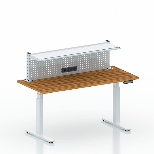 [050419] Mesa elevable eléctricamente con encimera de madera - Dim.: 1525x750x1009/1659h mm - Blanco ral 9010