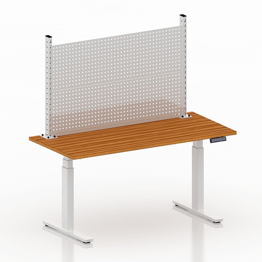 [050423] Mesa elevable eléctricamente con encimera de madera - Dim.: 1525x750x1470/2120h mm - Blanco ral 9010