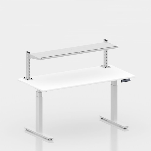 [050427] Mesa elevable eléctricamente con encimera de madera laminada - Dim.: 1524x750x1012/1662h mm - Blanco ral 9010