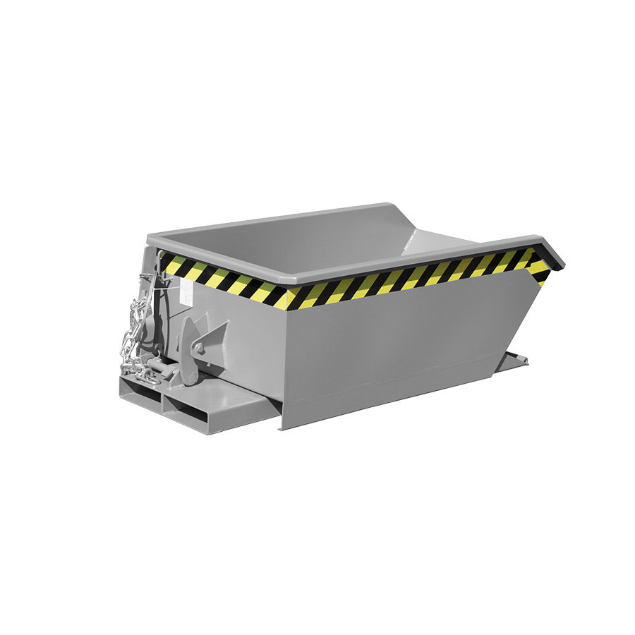 [050492] Contenedor metálico autobasculante superbajo de 0,23 m³ - Dim.: 1385x680x450h mm - gris ral 7005