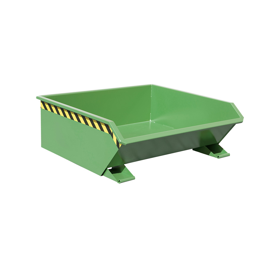 [050499] Contenedor metálico autobasculante superbajo de 0,46 m³ - Dim.: 1385x1280x450h mm - verde ral 6011