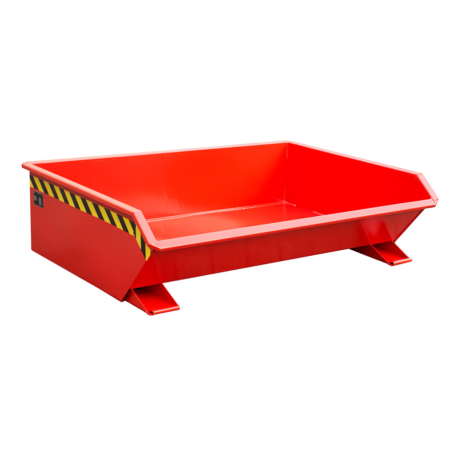 [050501] Contenedor metálico autobasculante superbajo de 0,61 m³ - Dim.: 1385x1680x450h mm - rojo ral 3000