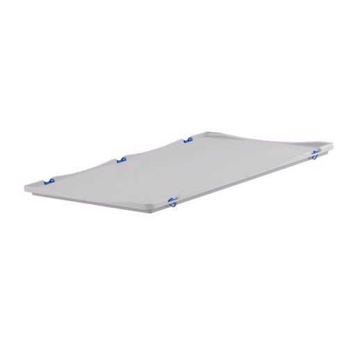 [050517] Tapa plástica con bisagras y ganchos para contenedor plástico Silverline - Dim.: 800x600 mm - Gris