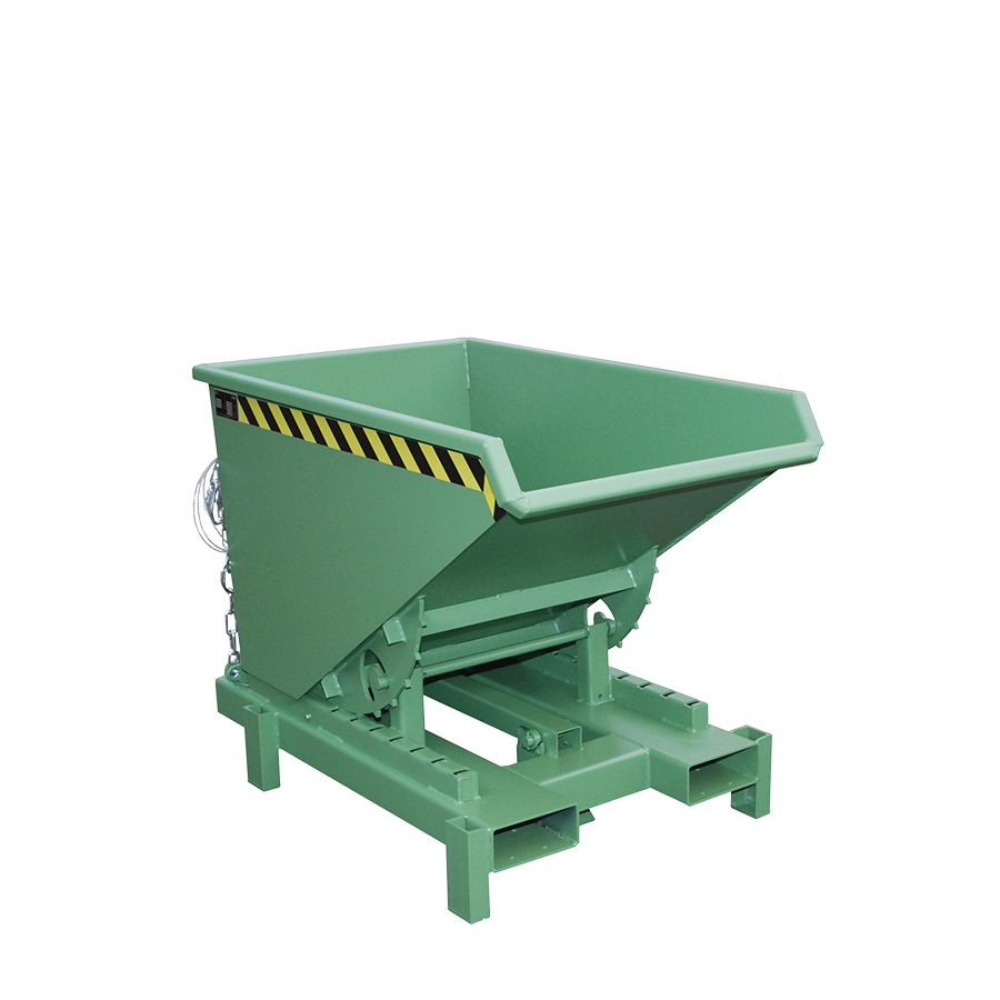 [050527] Contenedor metálico basculante 0,3 m³ (sin tapa) - Dim.:  1310x805x970 mm - Verde ral 6011
