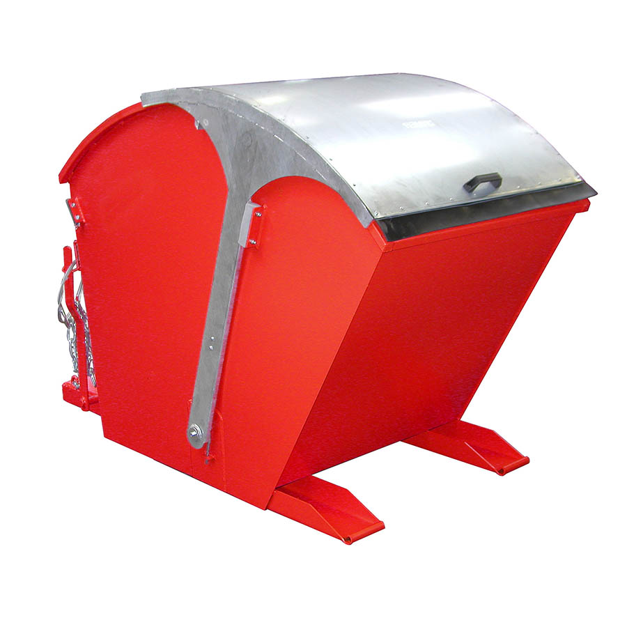 [050576] Contenedor metálico basculante con tapa arqueada 1 m³ - Dim.: 1750x955x1220h mm - rojo ral 3000