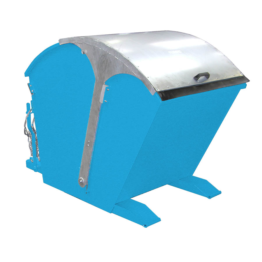 [050577] Contenedor metálico basculante con tapa arqueada 1 m³ - Dim.: 1750x955x1220h mm - azul ral 5012