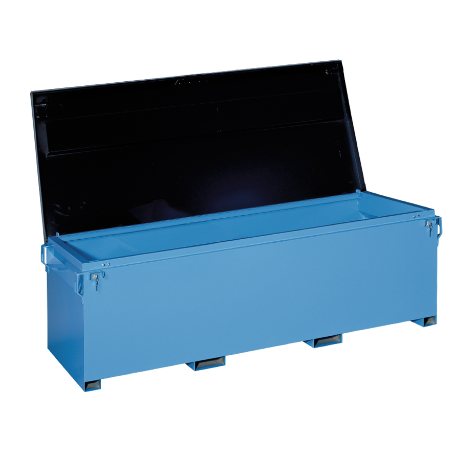 [050684] Baúl metálico con tapa superior abatible para exterior de 975 lts. - Dim.: 1870x845x620h mm - Azul ral 5015 y negro ral 9005