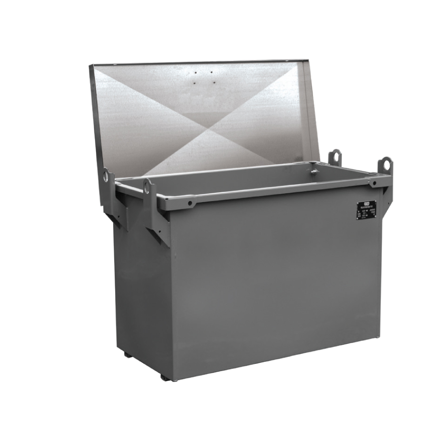 [050687] Baúl metálico con tapa superior abatible para exterior de 350 lts. - Dim.: 1000x500x750h mm - Gris ral 7011 y galvanizado
