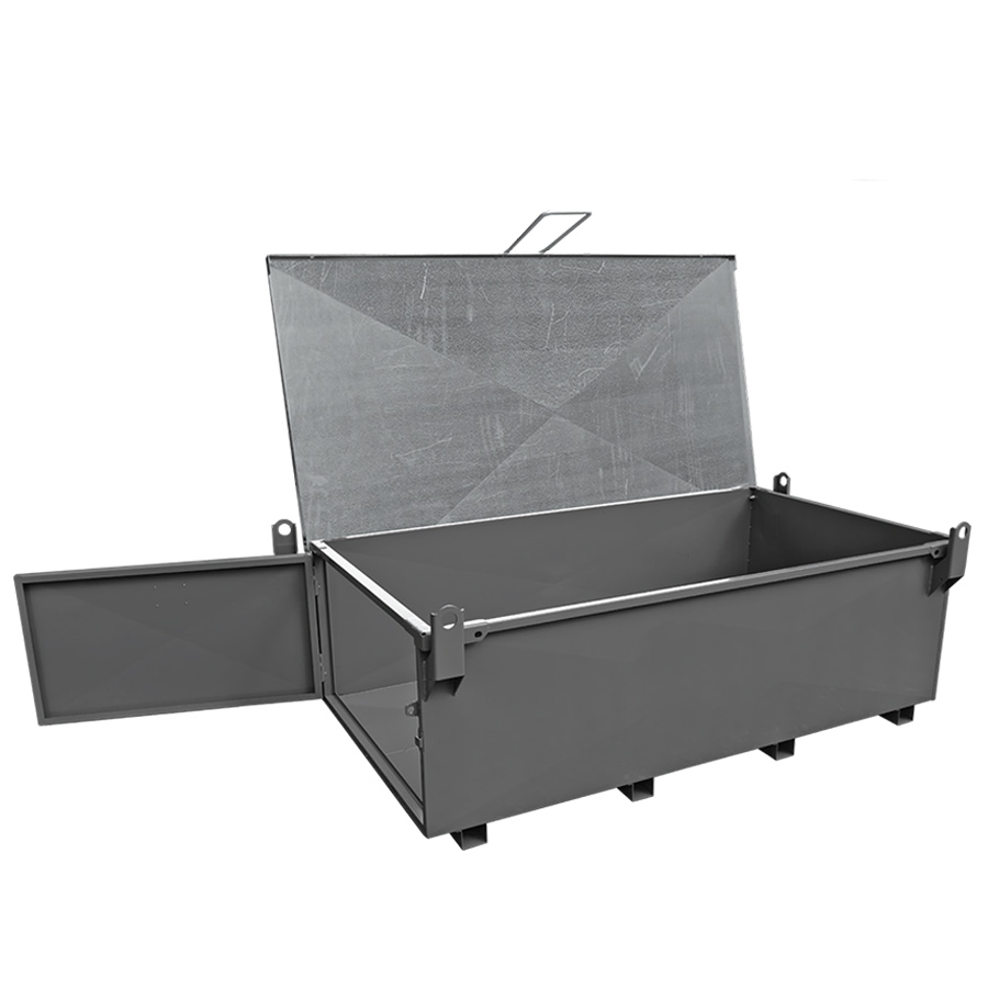 [050693] Baúl metálico para exterior de 1070 lts. con tapas superiores y lateral  - Dim.: 1900x1000x670h mm - Gris ral 7011  y galvanizado