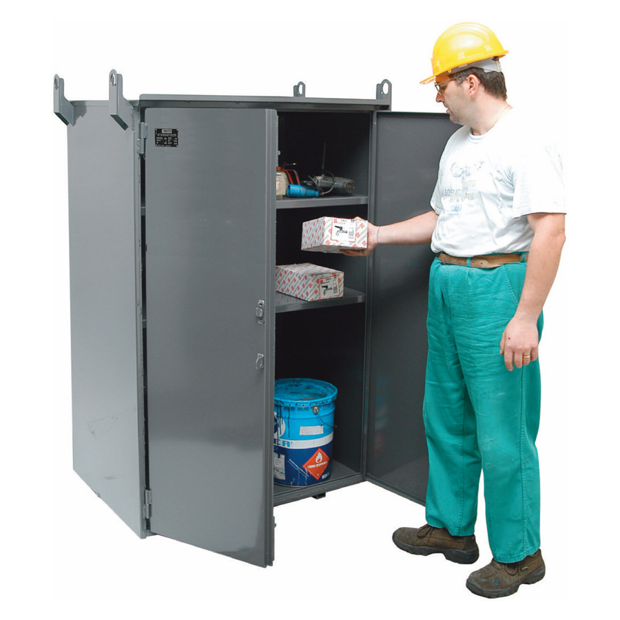 [050696] Baúl metálico tipo armario con puertas batientes para exterior - Dim.: 1000x700x1500h mm - Gris ral 7011