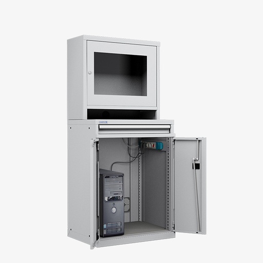 [050699] Armario para protección de ordenadores para pantalla plana - Dim.: 717x595x1625h mm - Gris ral 7035