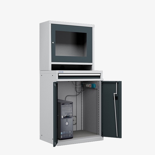 [050700] Armario para protección de ordenadores para pantalla plana - Dim.: 717x595x1670h mm - Gris ral 7035 y gris ral 7016