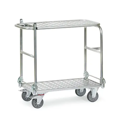 [050820] Carro de aluminio con estante y tirador plegables - Dim. plataforma 720 x 450 mm - Aluminio