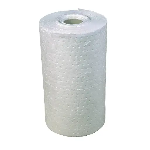 [043674] 1 rollo absorbente de espesor doble para la recogida de aceites - Dim.: 0,8x40 m - Blanco 