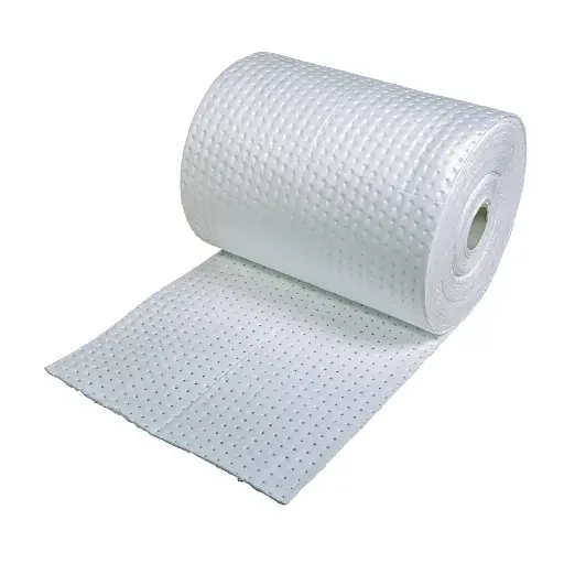 [043675] Pack de 2 rollos absorbentes de espesor simple sin pelusa para la recogida de aceites e hidrocarburos - Dim.: 0,4x40 m - Blanco