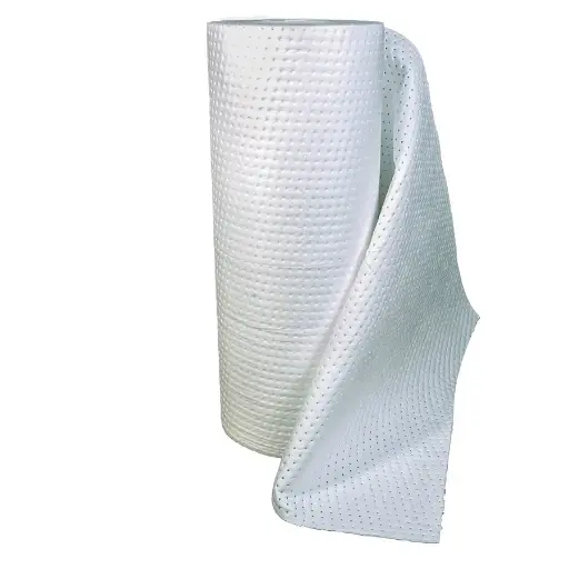 [043686] 1 rollo absorbente de espesor simple sin pelusa para la recogida de aceites - Dim.: 0,8x40 m - Blanco