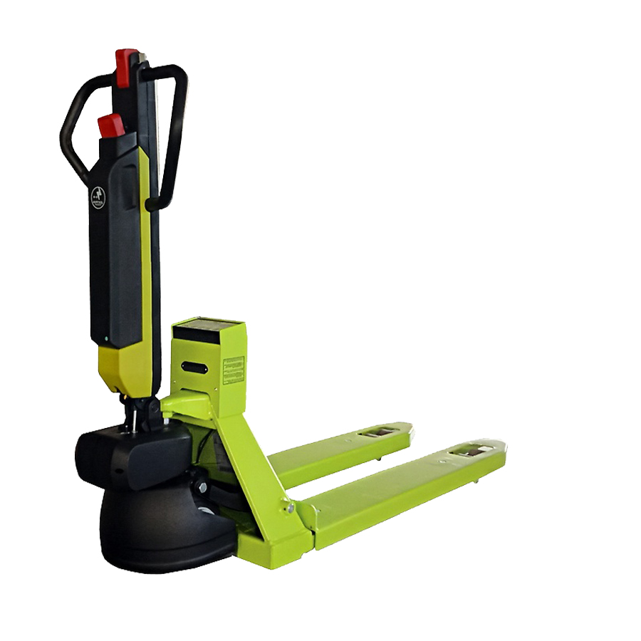 [049225] Transpaleta pesadora 1200 kg (con cargador) - movimiento y elevación eléctricos - Dim. palas: 1185x555 mm - Verde Pantone 382C