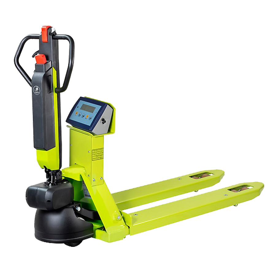 [049229] Transpaleta pesadora 1200 kg (con cargador) - movimiento y elevación eléctricos - Dim. palas: 1185x555 mm - Verde Pantone 382C