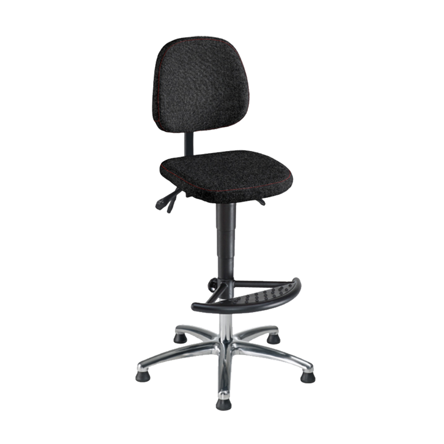 [043936] Silla para taller de tela regulable en altura con pies - Altura asiento: 590/ 840h mm - Tapizado gris antracita