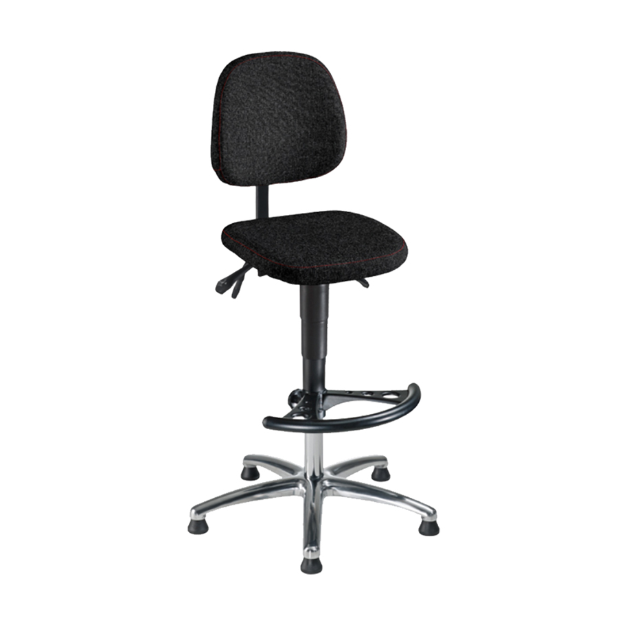 [043938] Silla para taller de tela regulable en altura con pies - Altura asiento: 590/ 840h mm - Tapizado gris antracita