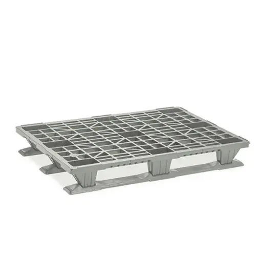 [030664] Palet plástico de carga ligera con 3 patines - Dim.: 1200x800x160h mm - Gris
