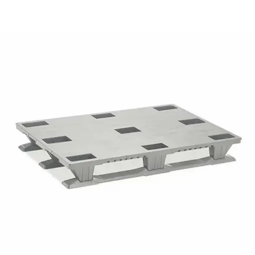 [030666] Palet plástico de carga ligera con 3 patines - Dim.: 1200x800x160h mm - Gris