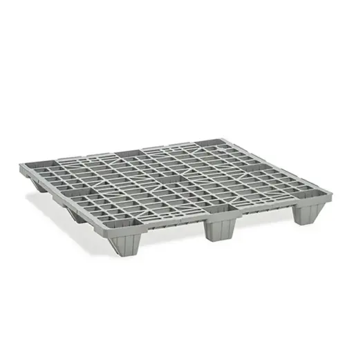 [030667] Palet plástico de carga ligera con 9 pies - Dim.: 1200x1000x140h mm - Gris