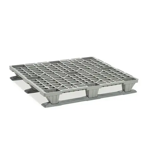 [030668] Palet plástico de carga ligera con 3 patines - Dim.: 1200x1000x160h mm - Gris