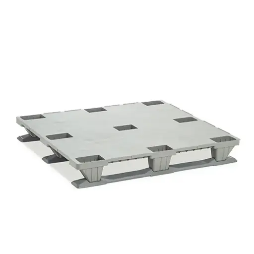 [030670] Palet plástico de carga ligera con 3 patines - Dim.: 1200x1000x160h mm - Gris