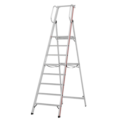 [001086] Escalera de mano plegable con 8 escalones y plataforma - Dim.: 2950x750x2700h mm - Aluminio