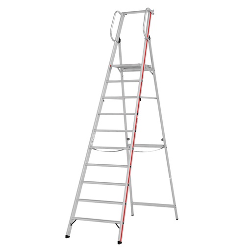 [001087] Escalera de mano plegable con 10 escalones y plataforma - Dim.: 3450x800x3150h mm - Aluminio