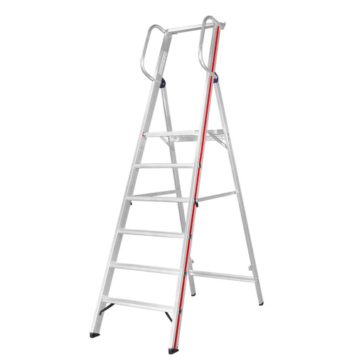 [001100] Escalera de mano plegable con 6 escalones y plataforma - Dim.: 2450x700x2200h mm - Aluminio