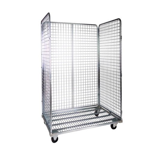 [011811] Roll contenedor de varilla cincada con 3 lados - Dim.: 1200x800x1800h mm - Acero cincado