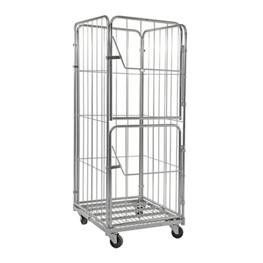 [011815] Roll contenedor para lavandería con 3 lados y puerta - Dim.: 720x800x1800h mm - Acero cincado