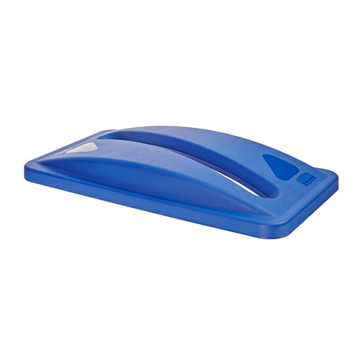 [011867] Tapa plástica para basurera Slim Jim® con 1 ranura diagonal para papel y cartón - Dim.: 518x290x70h mm - Azul