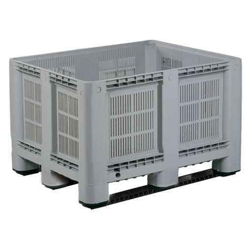 [012506] Contenedor plástico perforado de 610 litros con 3 travesaños - Dim.: 1200x1000x760h mm - Gris