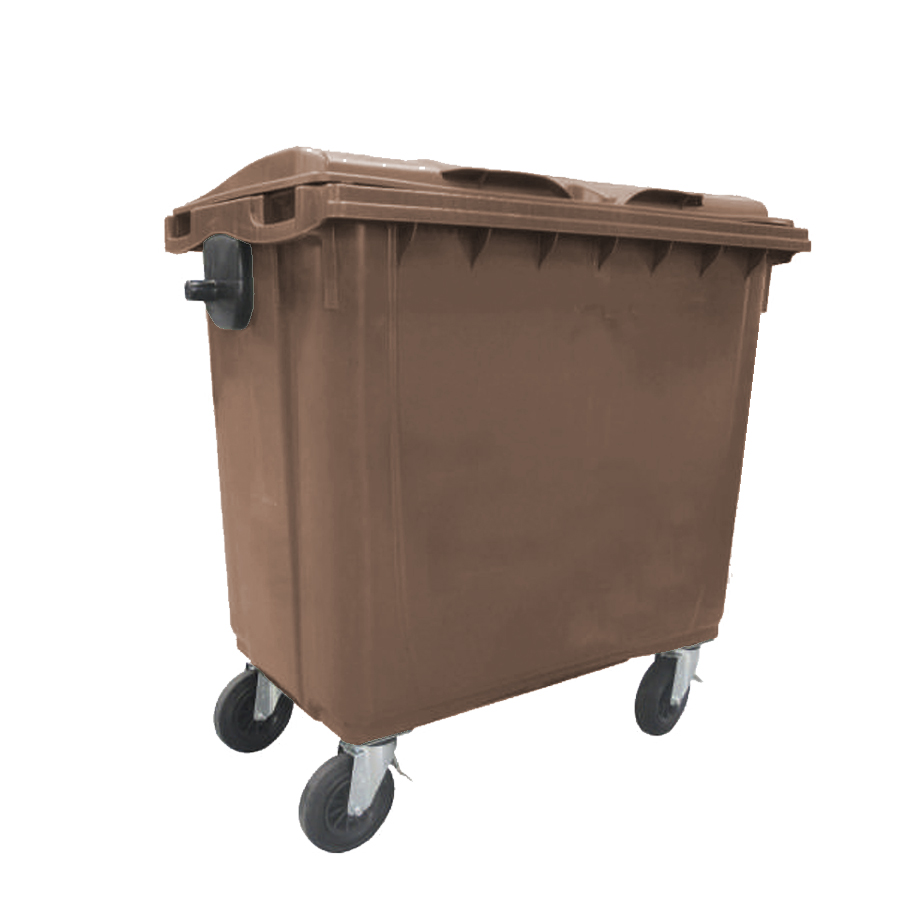 [014218] Contenedor plástico para la recogida de residuos de 770 lts de volumen - Dim.: 1370x815x1305h mm - marrón