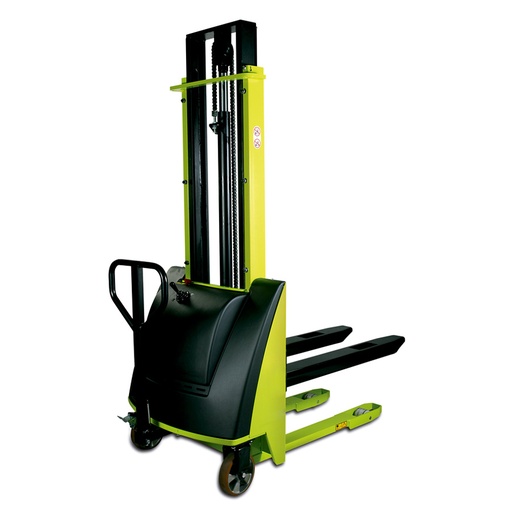 [014367] Apilador de tracción manual y elevación eléctrica (con batería y cargador) - Carga 1000 kg - Elevación 2000 mm - Verde Pantone 382C