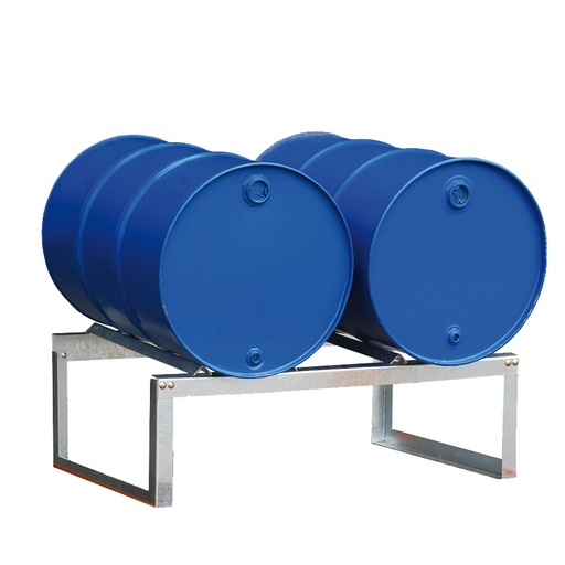 [014608] Soporte metálico para el almacenamiento de 2 barriles tumbados de 200 lts. - Dim.: 1200x800x120h mm - Galvanizado