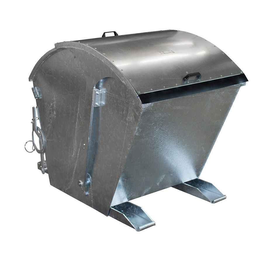 [014629] Contenedor metálico basculante con tapa arqueada 1 m³ - Dim.: 1750x955x1220h mm - galvanizado