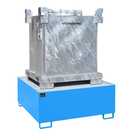 [014634] Cubeto de retención metálico con rejilla metálica - Cap.: 1000 lts. - Dim.: 1460x1460x620h mm - azul ral 5012