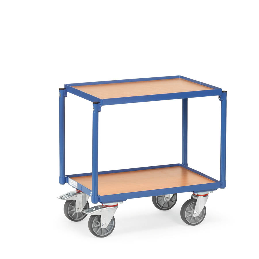 [014935] Base rodante para cajas con plataforma de madera y estante - Dim. plataforma 610 x 410 mm - Azul Ral 5007