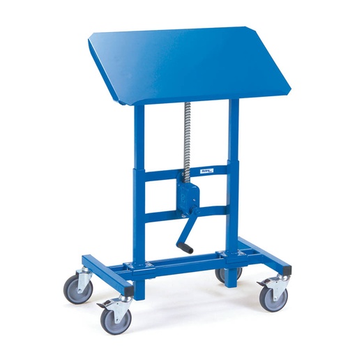 [014941] Transportador y posicionador de material en altura con ruedas - Dim. plataforma 750 x 450 mm - Azul Ral 5007