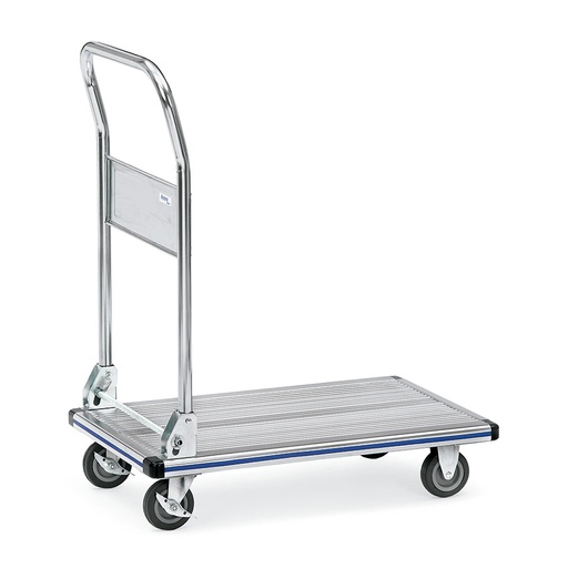 [014980] Carro con tirador plegable y plataforma de aluminio - Dim. plataforma 740 x 480 mm - Aluminio