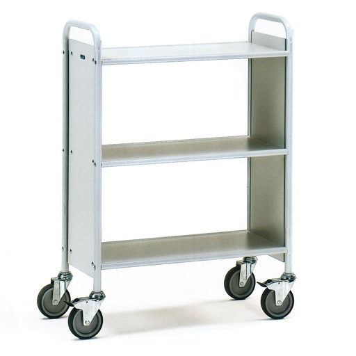 [015011] Carro para oficina de acero con 3 estantes - Dim. plataforma 720 x 350 mm - Gris ral 7035